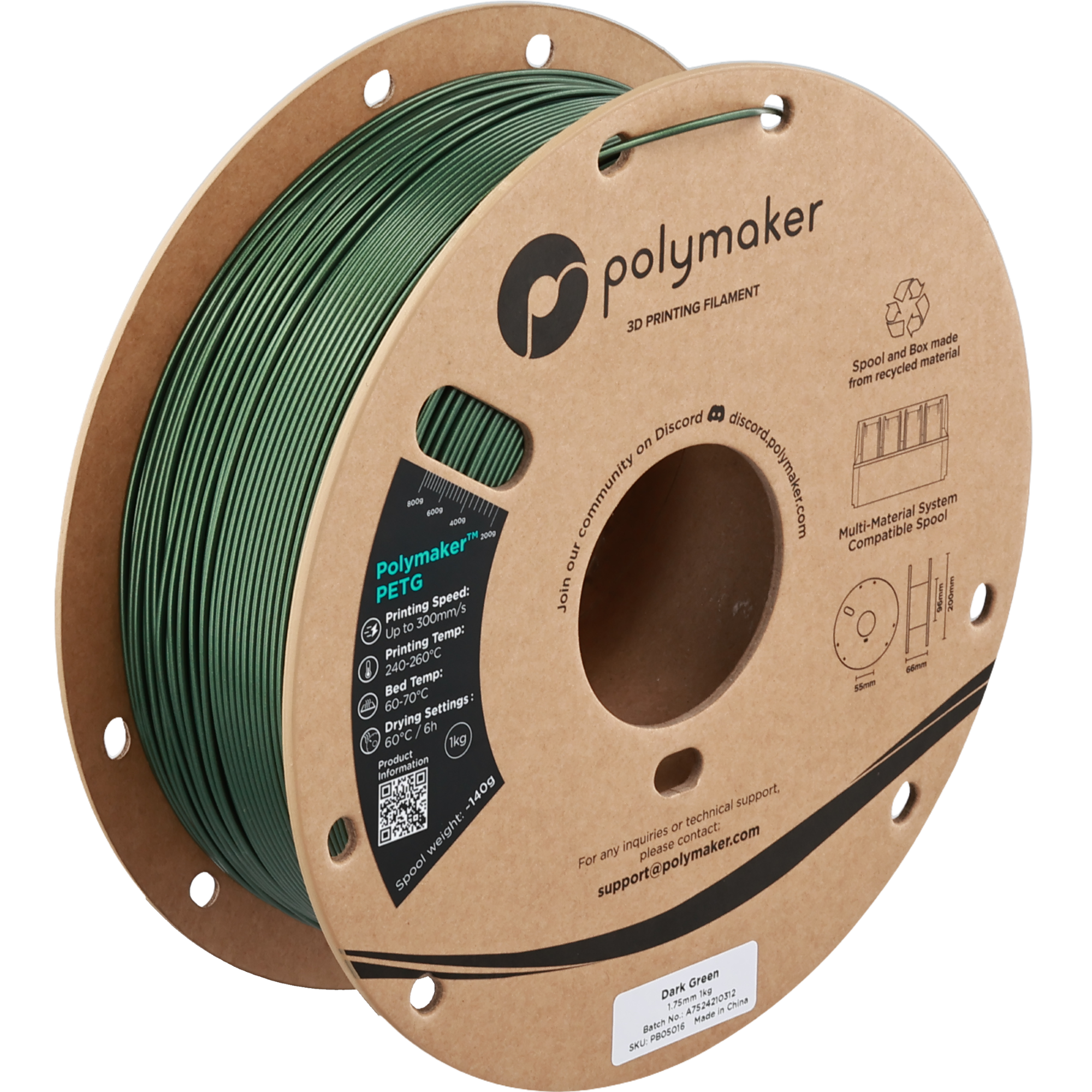 Polymaker PETG Dark Green 1.75 mm 1KG