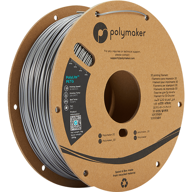 Polymaker PolyLite PETG Silver 1.75 mm 1KG