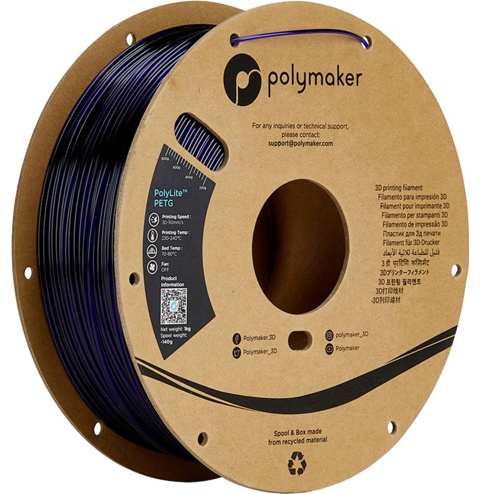 Polymaker PolyLite PETG Translucent Blue 1.75 mm 1KG