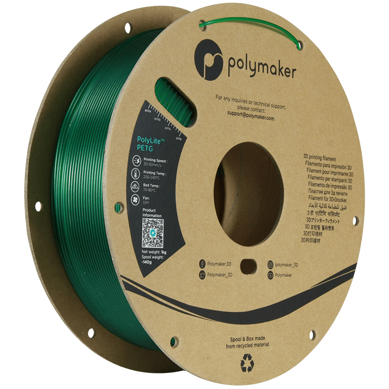 Polymaker PolyLite PETG Translucent Green 1.75 mm 1KG