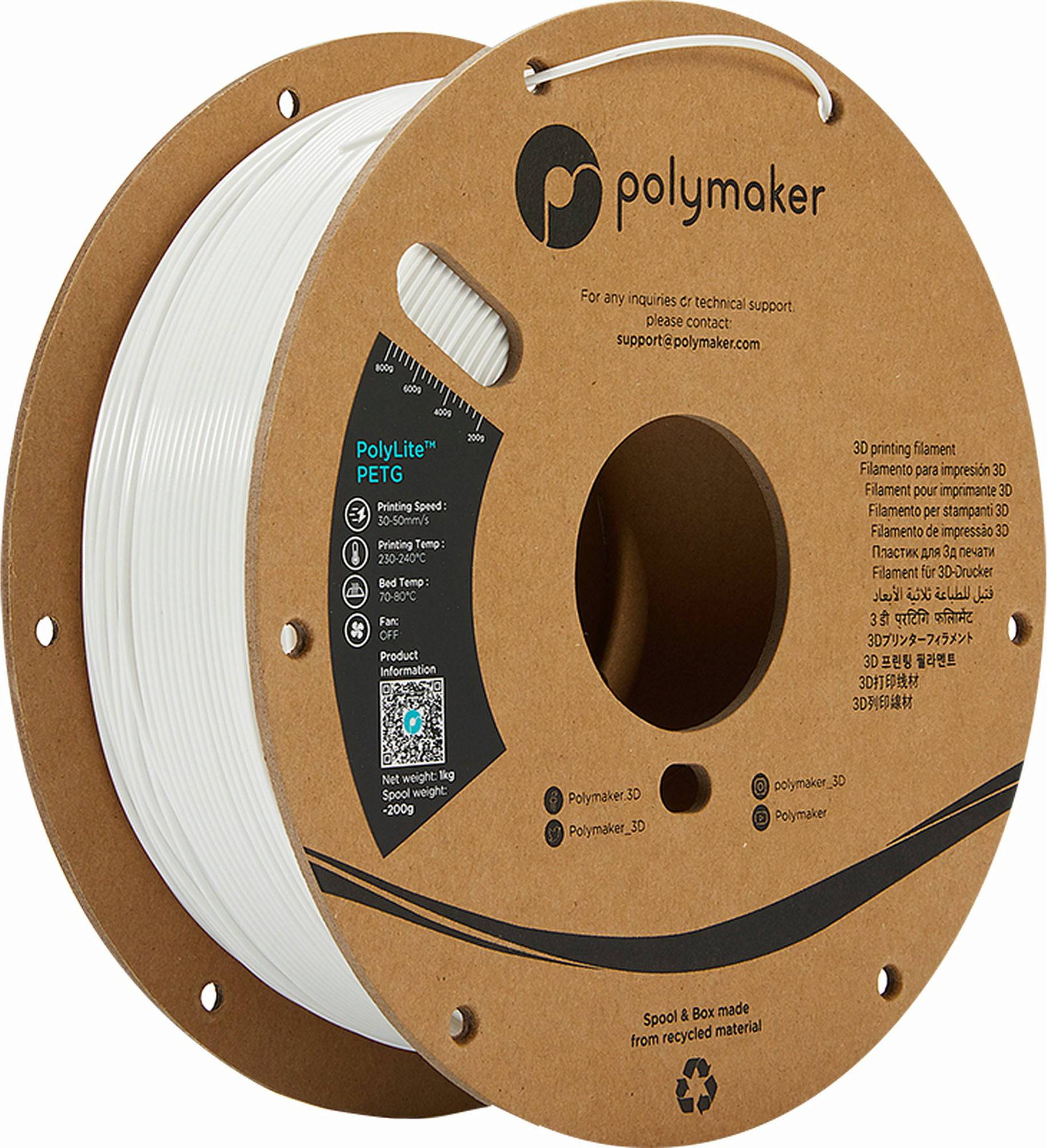 Polymaker PolyLite PETG White 1.75 mm 1KG