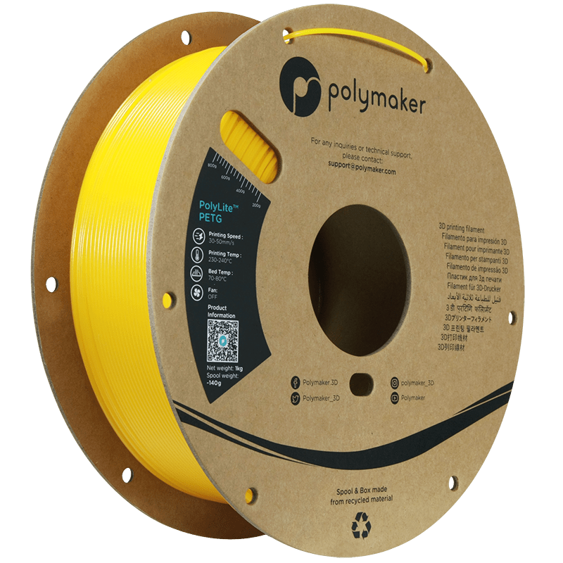 Polymaker PolyLite PETG Yellow 1.75 mm 1KG