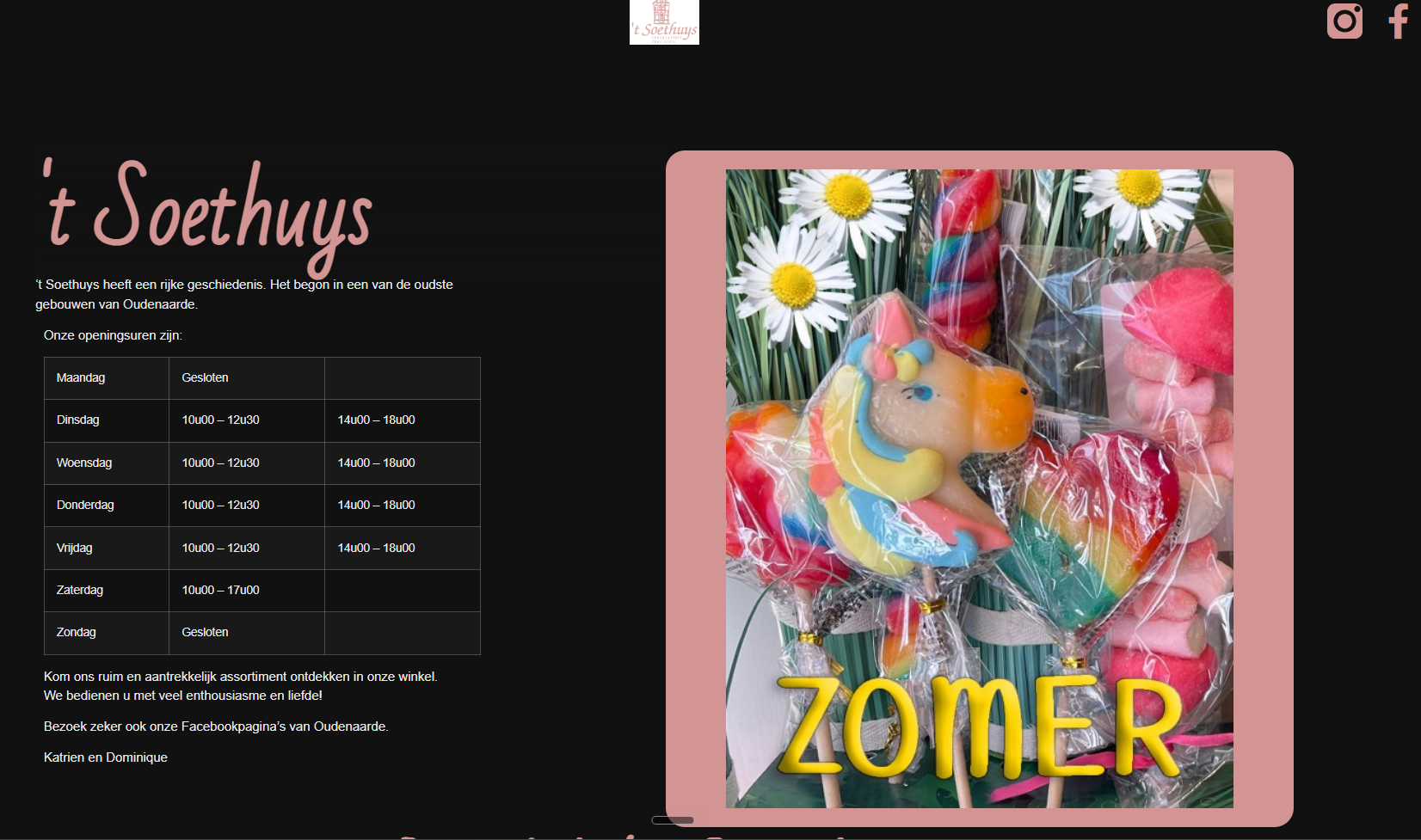 Screenshot Soethuys, Beleef pure verwennerij bij ’t Soehuys in Oudenaarde. – Soethuys, ambachtelijke chocolade met passie gemaakt!