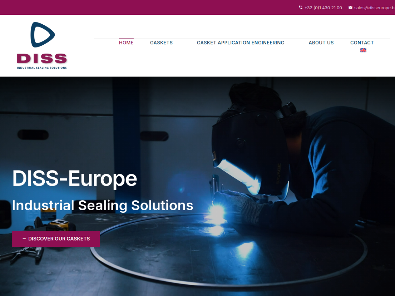 Screenshot DISS-Europe I Custom Gaskets for all industries