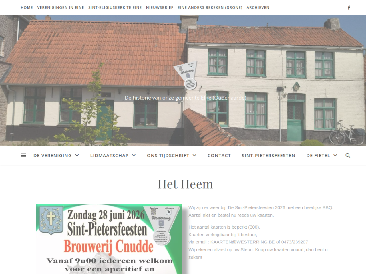 Screenshot Heemkring Westerring – De historie van onze gemeente EIne (Oudenaarde)