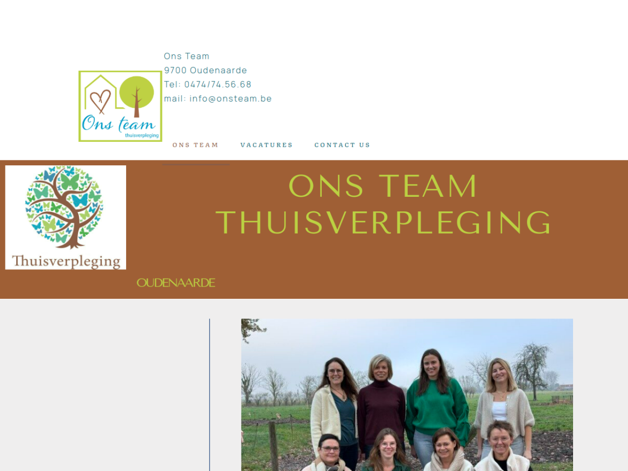 Screenshot Ons Team, Thuisverpleging: Kwalitatieve en Persoonlijke Zorg in het Comfort van uw Eigen Huis - Ons TeamThuisverpleging